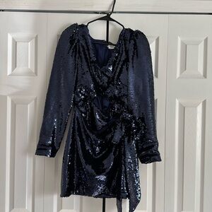 Lovers and Friends Navy Sequin Wrap Dress with Cutout size Medium